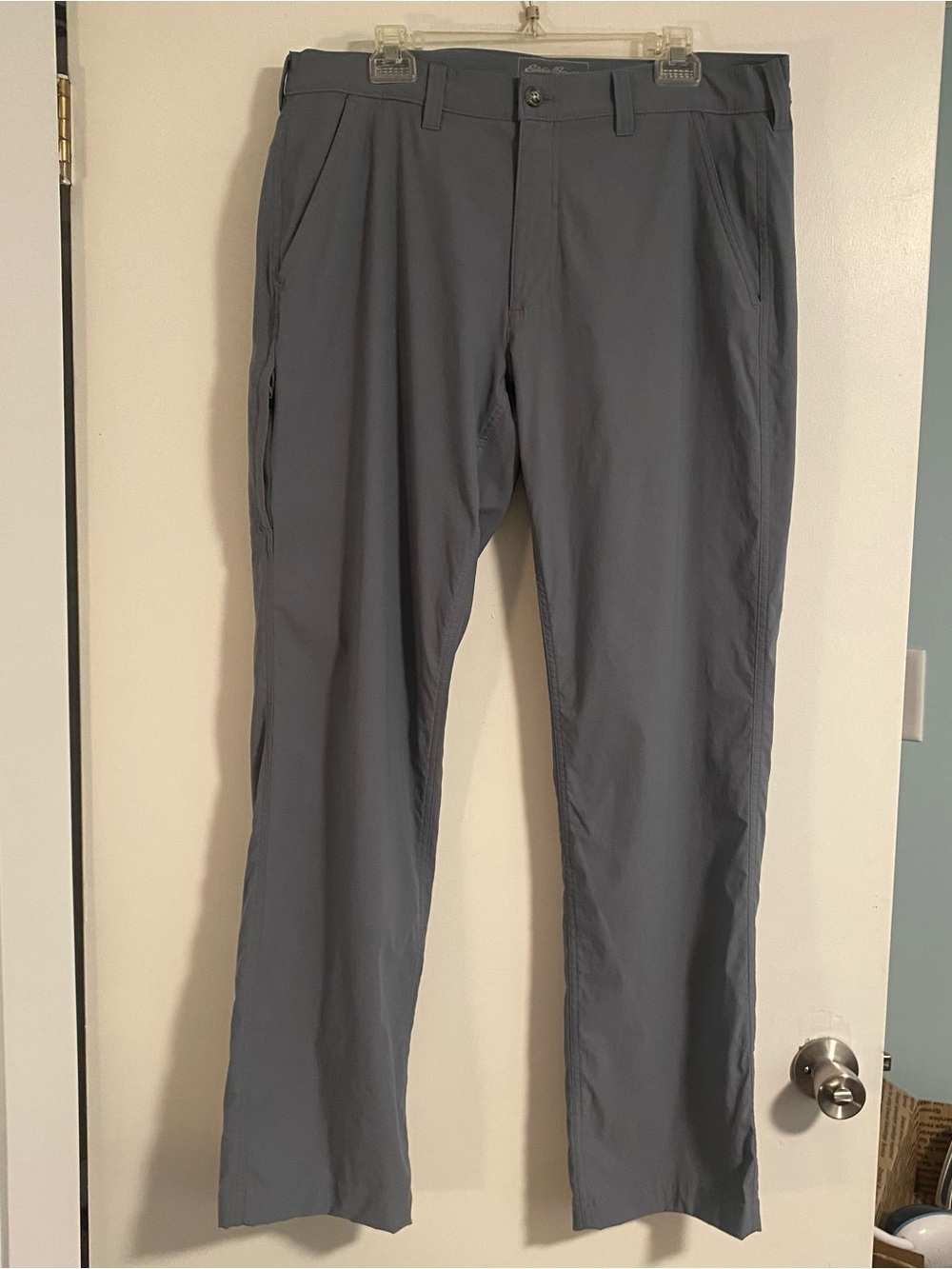 NWOT Eddie Bauer TRAVEX Men's Cargo Pants 36x34 Blue/Gray Hiking Tech Stretch